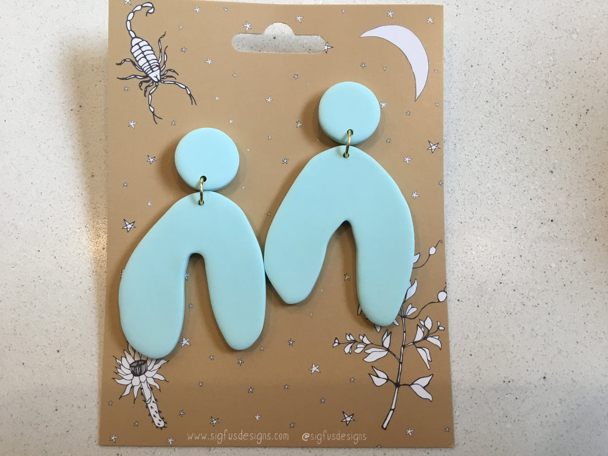 Large Wishbone Earrings - Sea Foam by Sigfus Designs