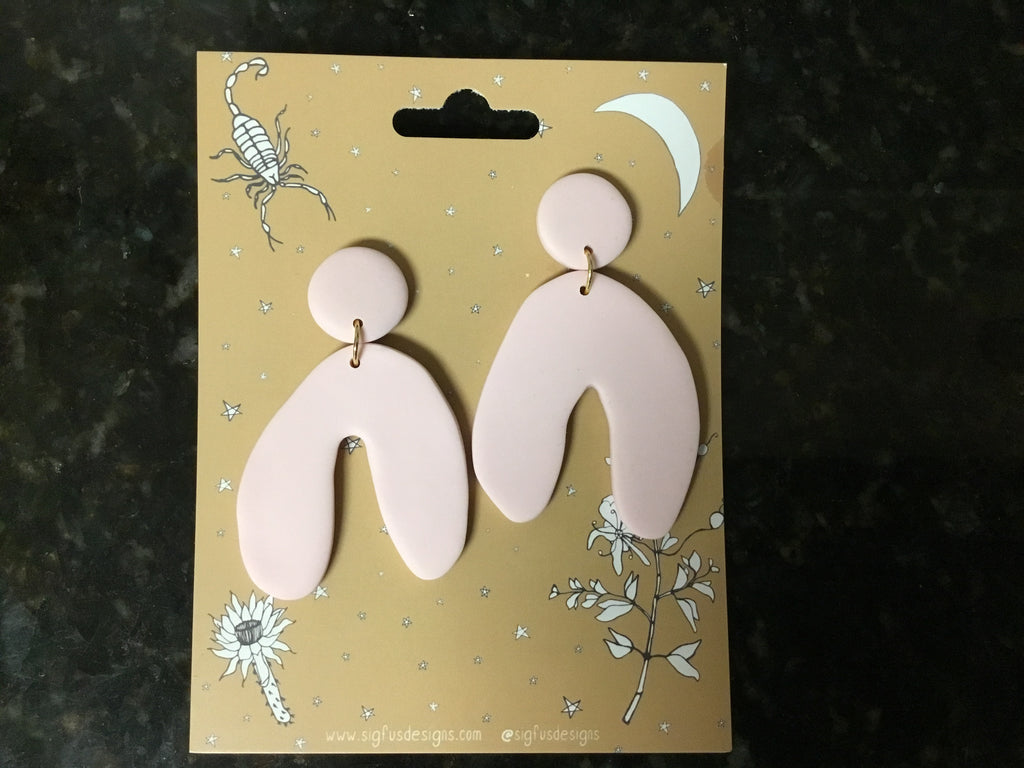 Large Wishbone Earrings - Baby Pink