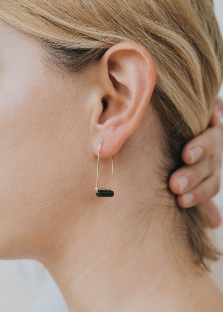 Black Onyx Gemstone Drop Earrings - Strength by JaxKelly