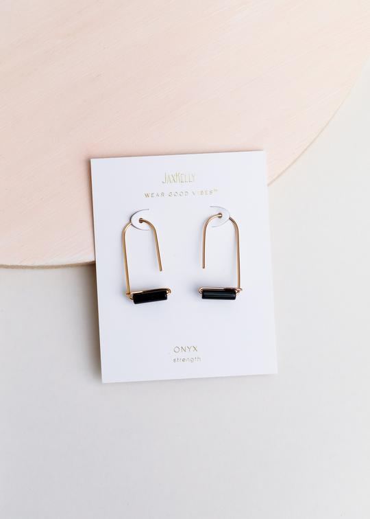 Black Onyx Gemstone Drop Earrings - Strength by JaxKelly