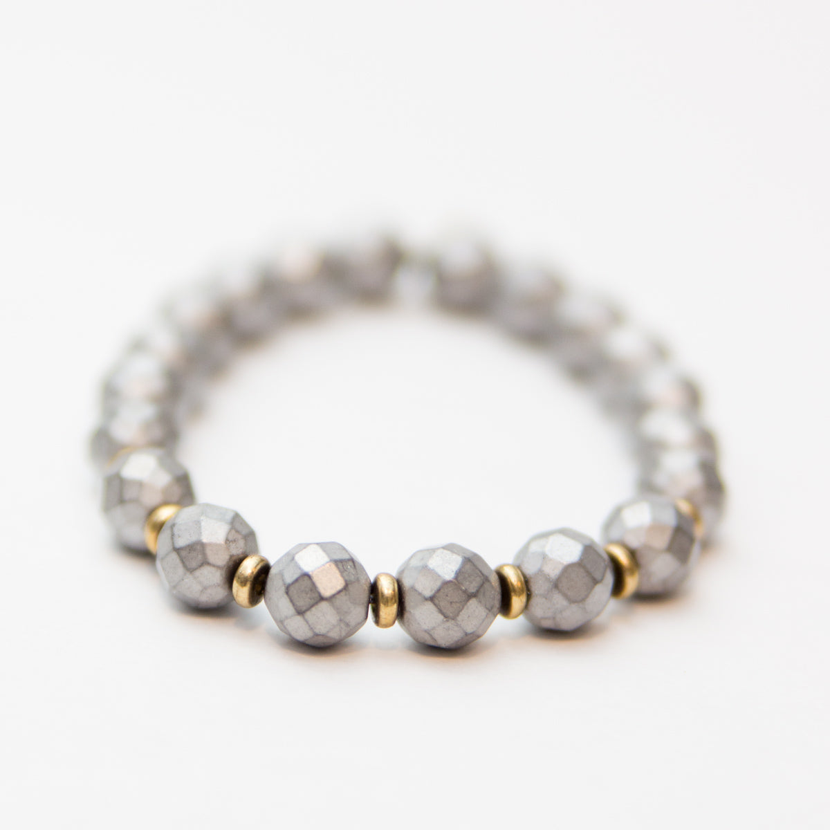 Matte Faceted Hematite + Brass Bracelet by Infinite Warrior