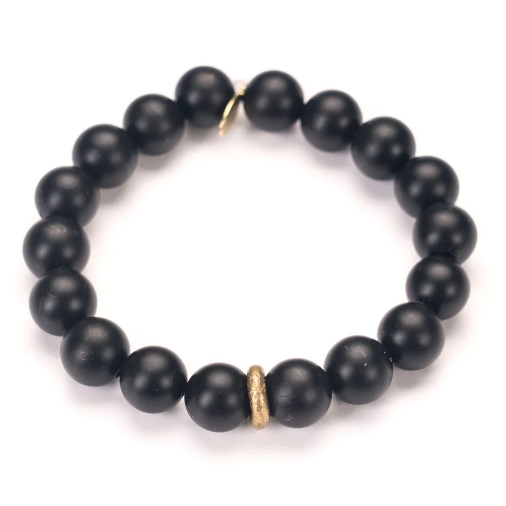 Onyx Crystal Bracelet | Matte + Brass Boho Ring by Infinite Warrior