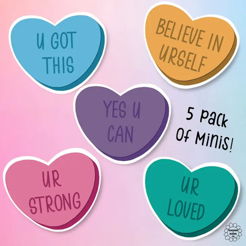 Self Care Conversation Heart Stickers Hand Drawn Candy Valentine's Day Cute  Collectibles Aesthetic Scrapbooking Gift Matte 