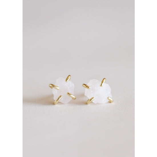 Gemstone Prong Earrings - Rose Quartz - Love
