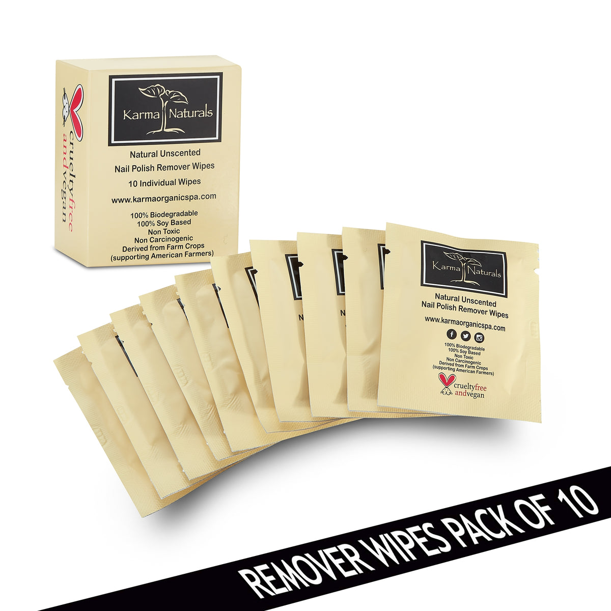 Nail Polish Remover Wipes - Unscented by Karma Naturals